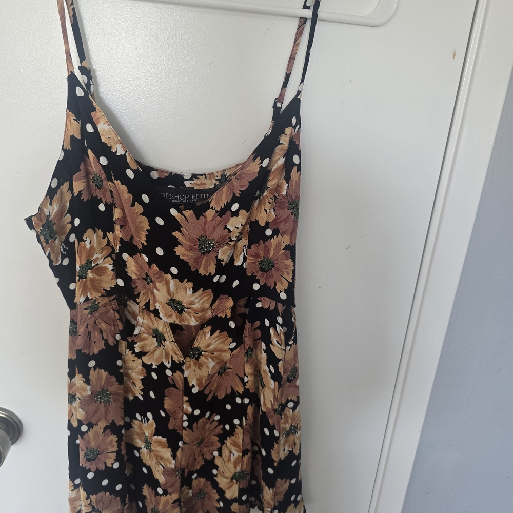 Topshop PETITE Black Floral Polka Dot Romper